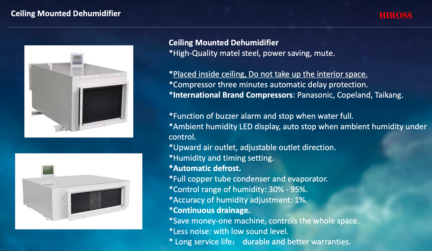 Dehumidifier 150L-240L Ceiling Type